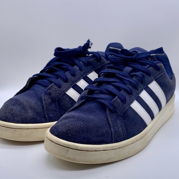 adidas Shoes | Adidas Grand Court Blue Suede Sneakers Shoes 95 | Poshmark